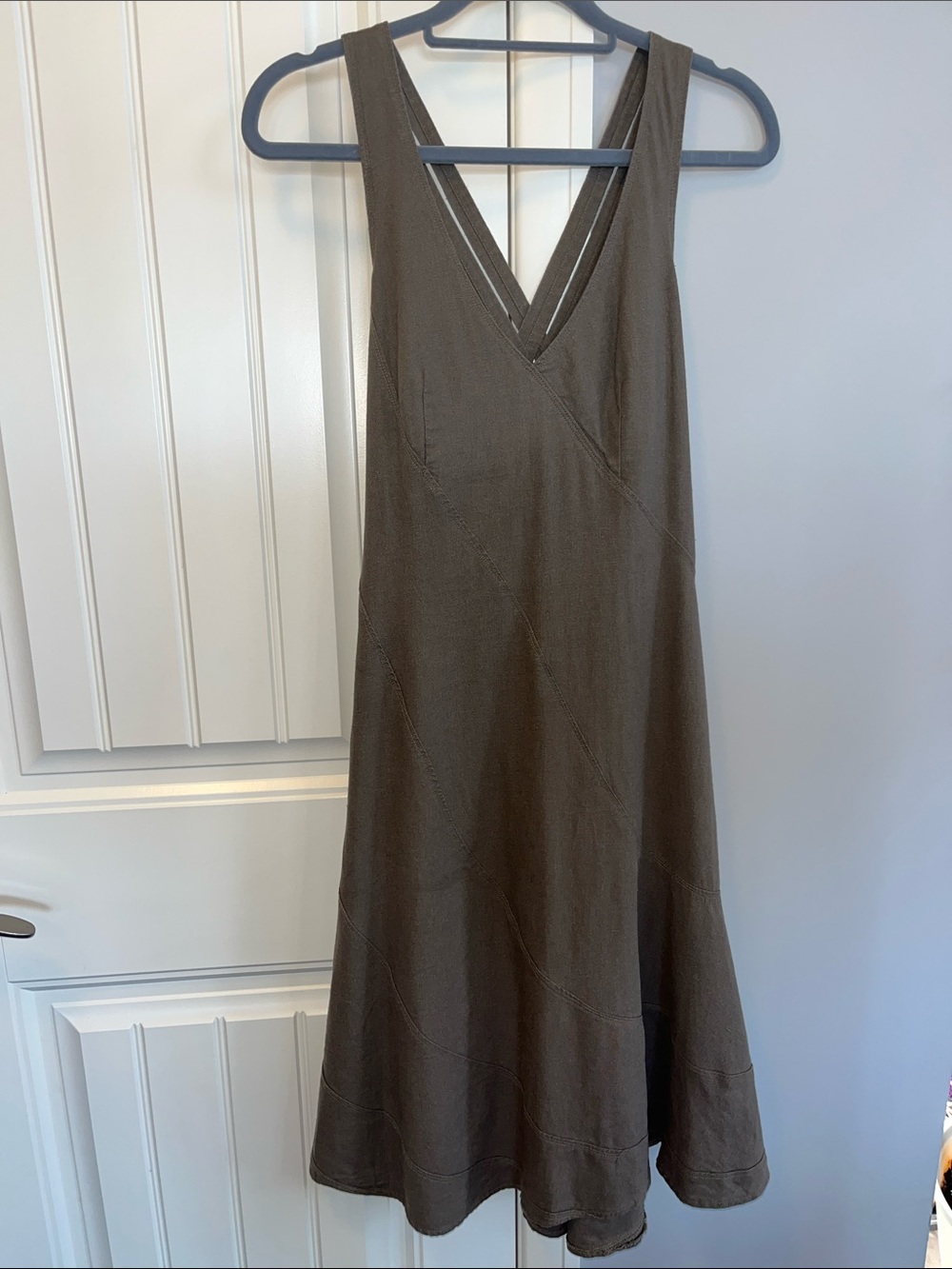 Oxmo Linen Viscose Sleeveless Midi Dress - Size M